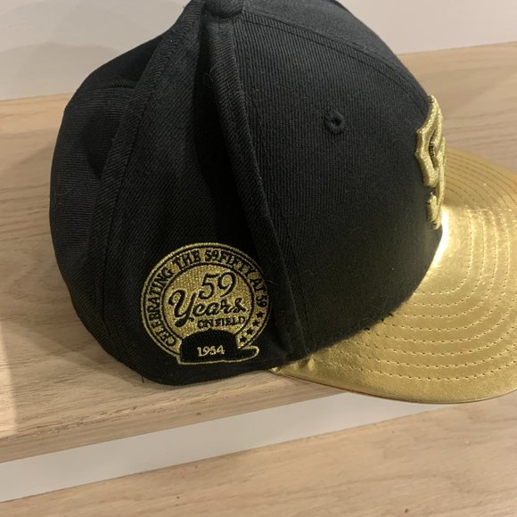 59Fifty NewEra San Francisco Giants MLB Size 7 1/2 Full Back Black and Gold Hat - Picture 2 of 6